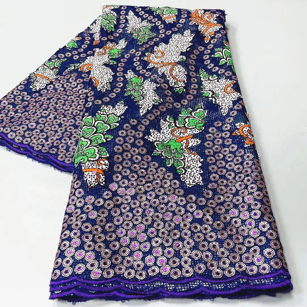 

Новейшая блестящая африканская ткань с восковым принтом 2022, высококачественная ткань из воска Анкары с блестками для женского платья, 5 ярдов