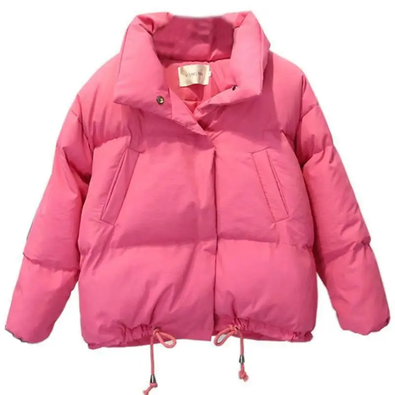 Women Fashion Short Loose Thick Jacket Cotton-Padded 2023 Winter Long Sleeve Parkas Female Warm Oversized Solid Coa enlarge