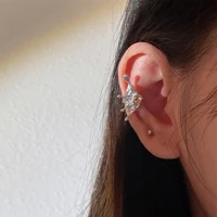 s925 silver unique design fairy ear clip women no ear hole single earrings crystal luxury aretes de clip boucle oreille femme