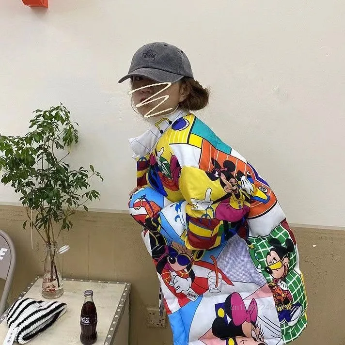 Женское модное зимнее пальто с Микки Диснеем новая корейская версия свободная