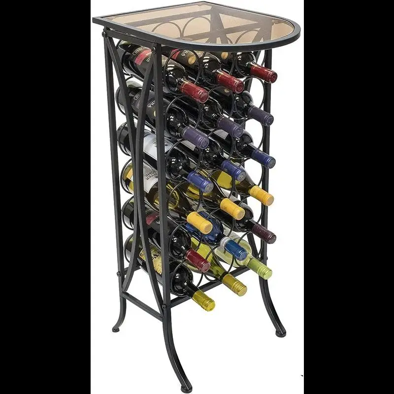 

VHPVHP Wine Rack,Stand Glass Table Top,Wine Storage Organizer,Display Rack Table,Dining Room, Kitchen, Wine Cellar, Bar,18