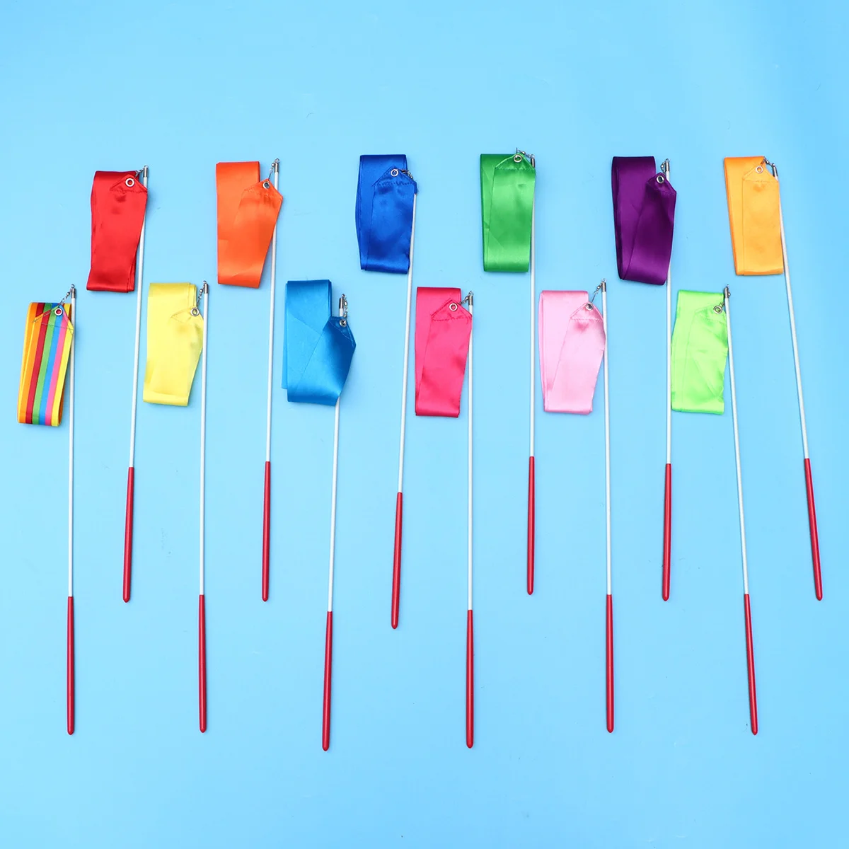 

12pcs 4m Colorful Rhythmic Gymnastics Ribbon Dancing Gymnastics Ribbon Dancing Streamers for Kids Adults