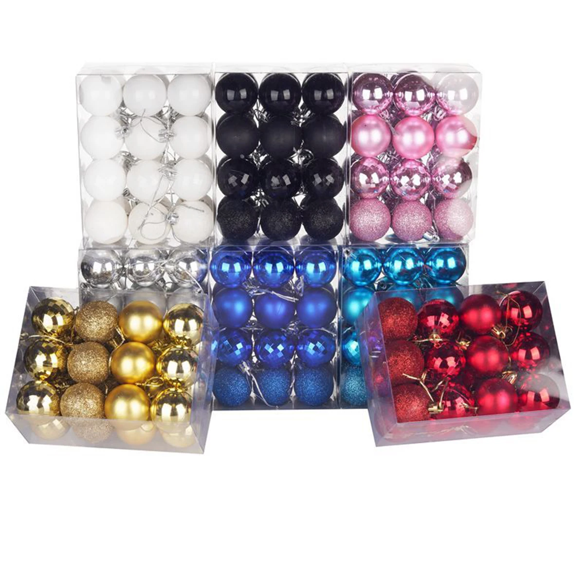 

24Pcs Christmas Ball Decorations 2023 Glittering Baubles Xmas Tree Hanging Ornaments For Merry Party Wedding Festive Decor