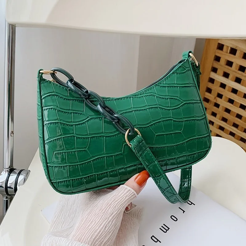 

Сумка на плечо женская из экокожи под крокодиловую кожу