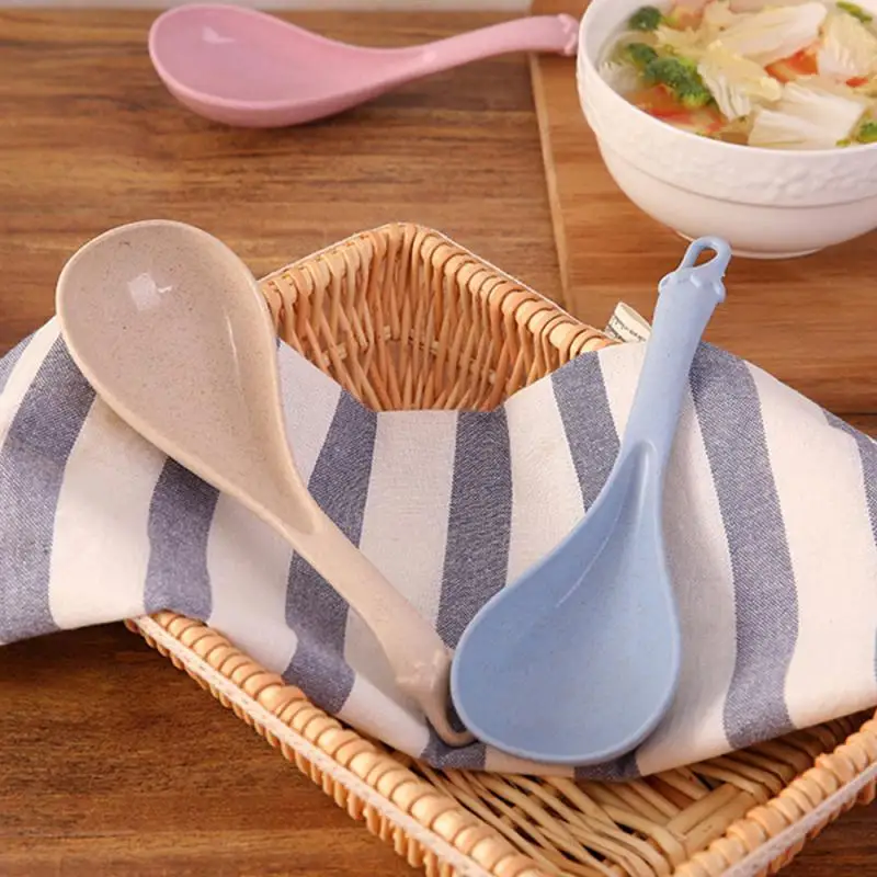 

2023 Wheat Straw Rice Soup Spoon Household Eggplant Thickened Large Porridge Spoon Kitchen Plastic Kitchenware Porridge Spoon