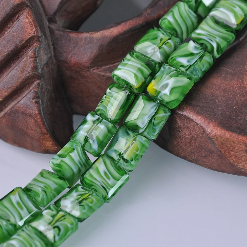 

10pcs 13mm Square Shape Faceted Lampwork Glass Loose Crafts Beads Wholesale Lot for DIY Jewelry Making Findings