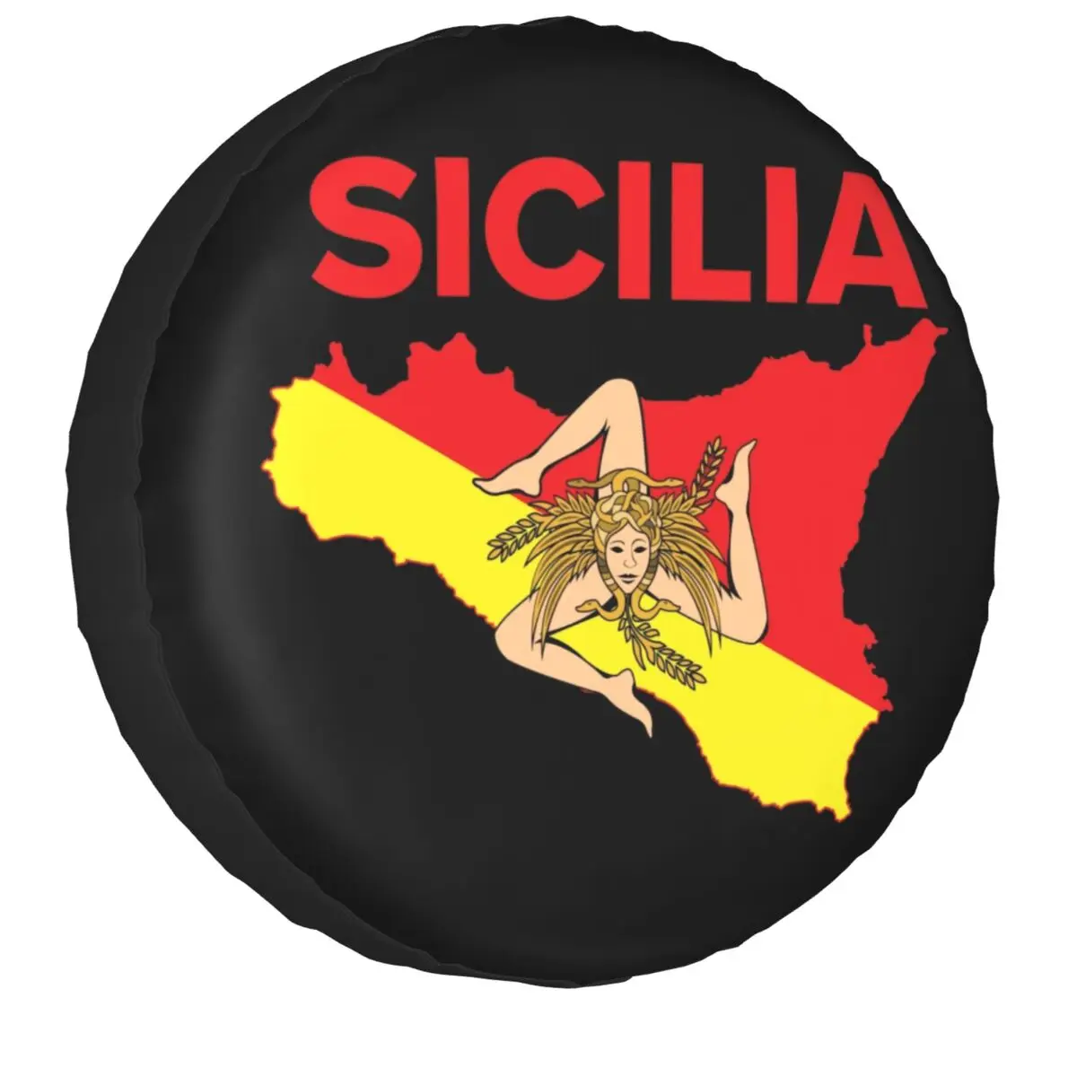 

Карта Сицилии, запасная крышка для шин для RV, внедорожника, жилого автомобиля, Сицилийская гордость, Защитные чехлы для колес, грузовик, трейлер, путешествия, фотография