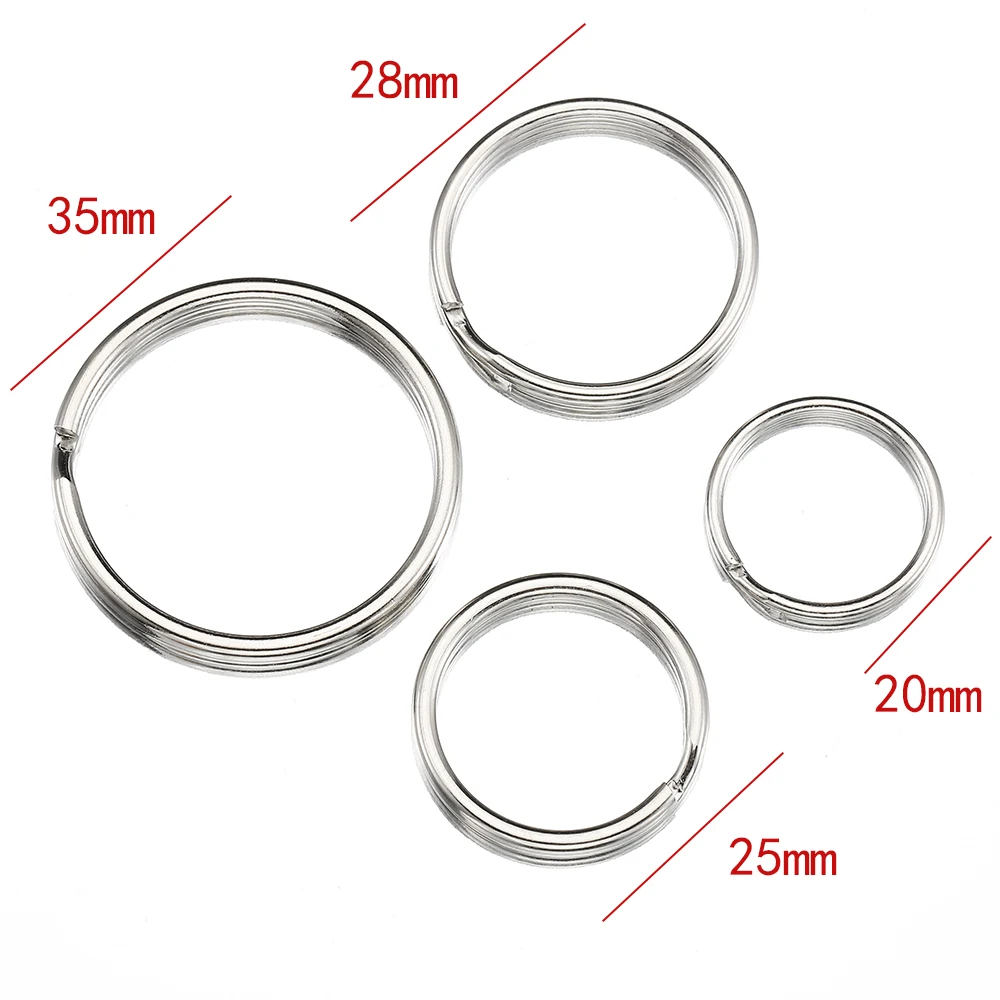 20pcs/Lot 20 25 28 32 35mm Larger Circle Key Rings Round Line Split Rings for DIY Keychain Making Supplies Make Keyring Findings