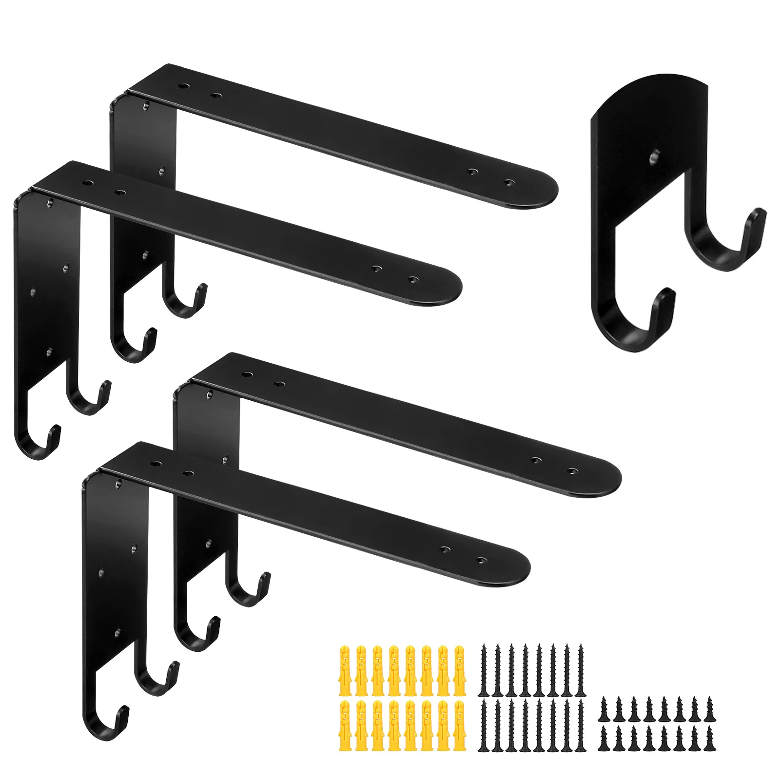

4PCS Shelf Brackets Wall Mounted Bench Table Shelf Bracket With Hook with Screws for Rustic Shelf Scaffold Board Floating Shelf