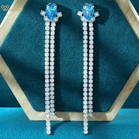 wong rain 100 925 sterling silver pear cut 710 created moissanite gemstone party tassel drop dangle earrings fine jewelry gift