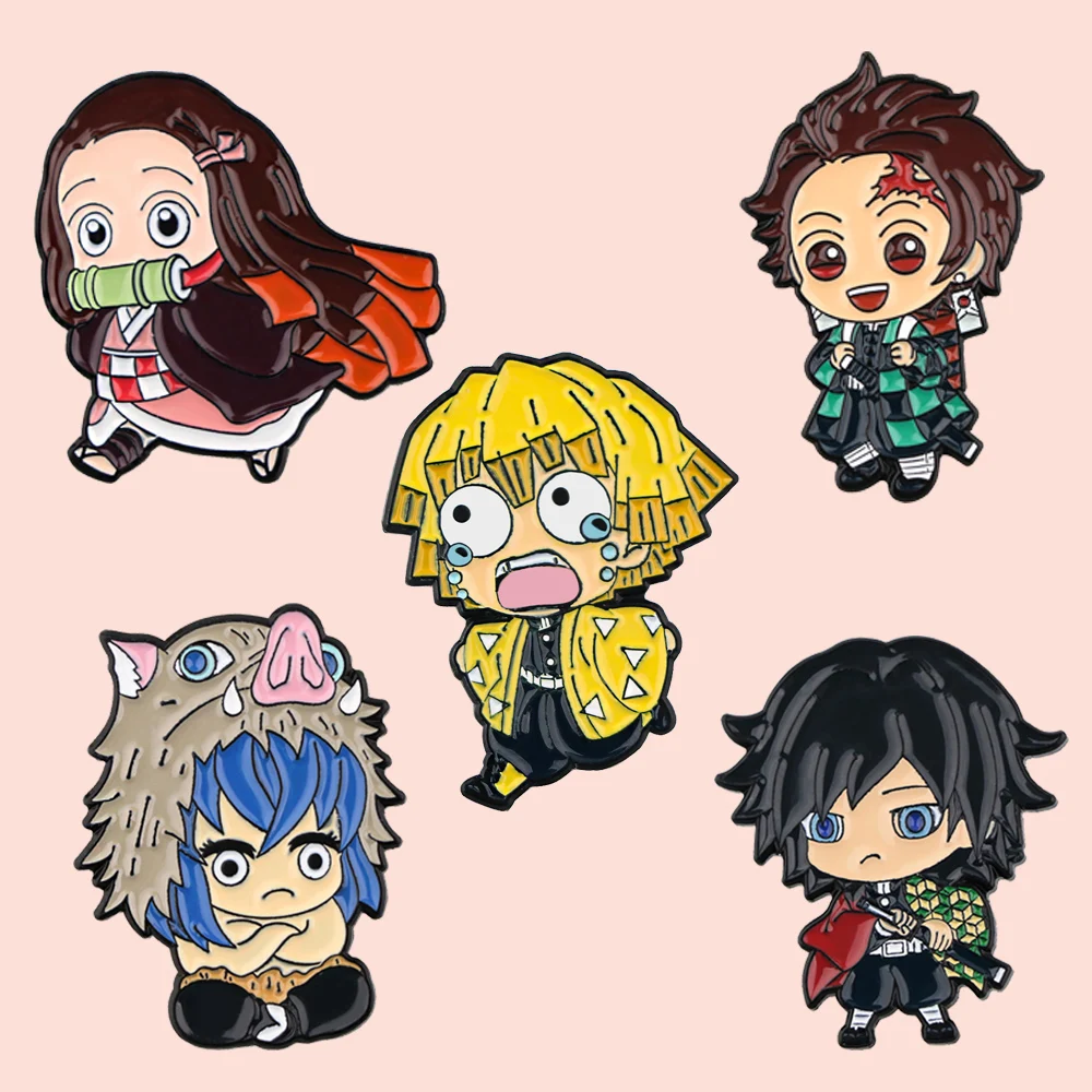 

ZF4077 Anime Demon Slayer Enamel Pins Metal Cute Collar Pins And Brooches For Women Brooch Jewelry Lapel Pin Badge