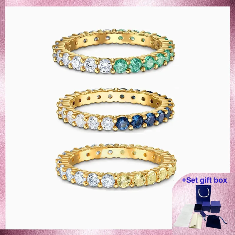 

S High Quality Fashion Jewelry Vittore Half ring, Round cut, Yellow, Gold-tone plated Exquisite Gift Box Free Shipping