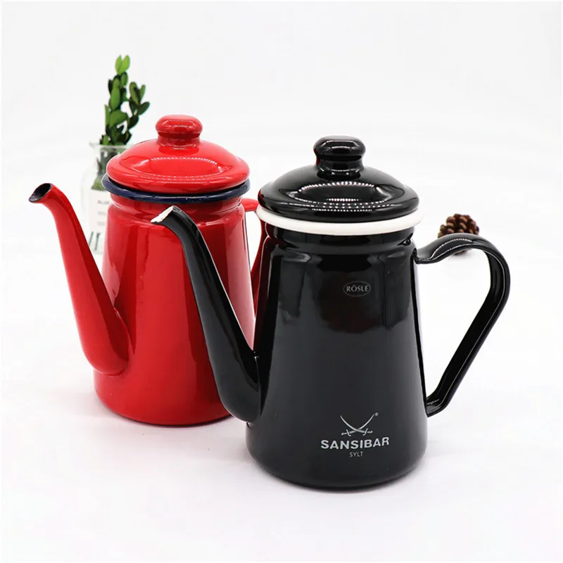 

1.1 liter premium enamel coffee pot poured on the gas stove and induction hob on the milk jug pitcher teapot kettle LB61103