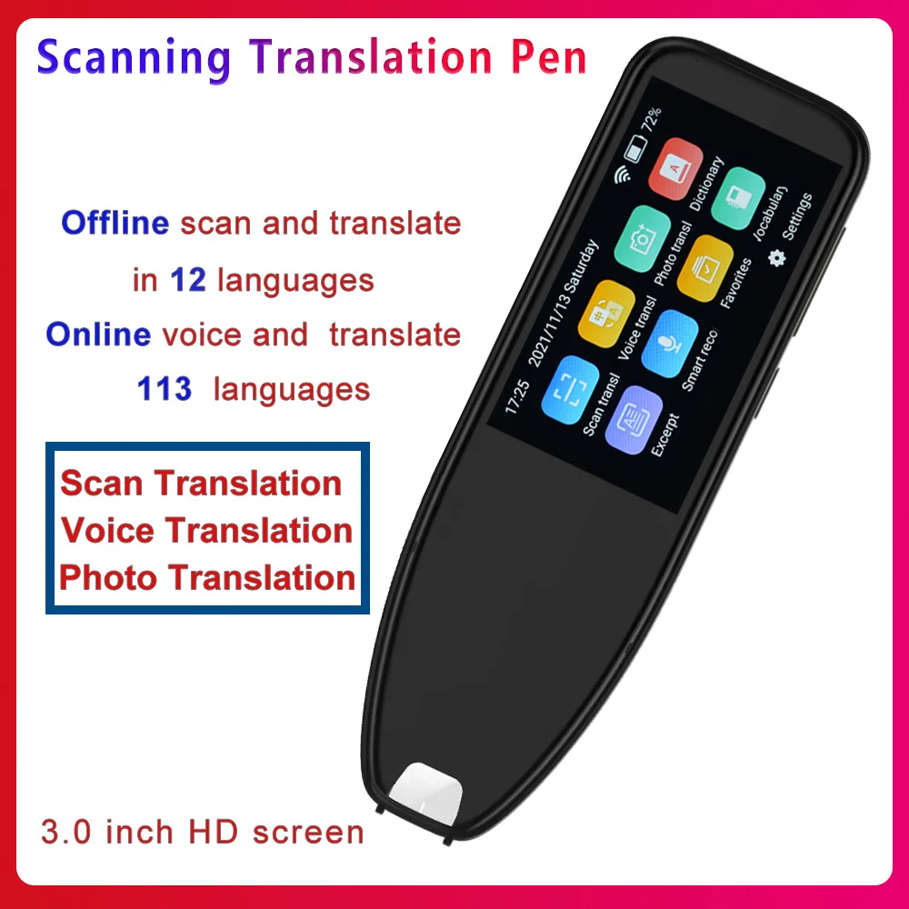 Dictionary Translation Pen Scanner Text Scanning Reading Device Translator Support Multilingual Scanner 113 Languages Translate enlarge