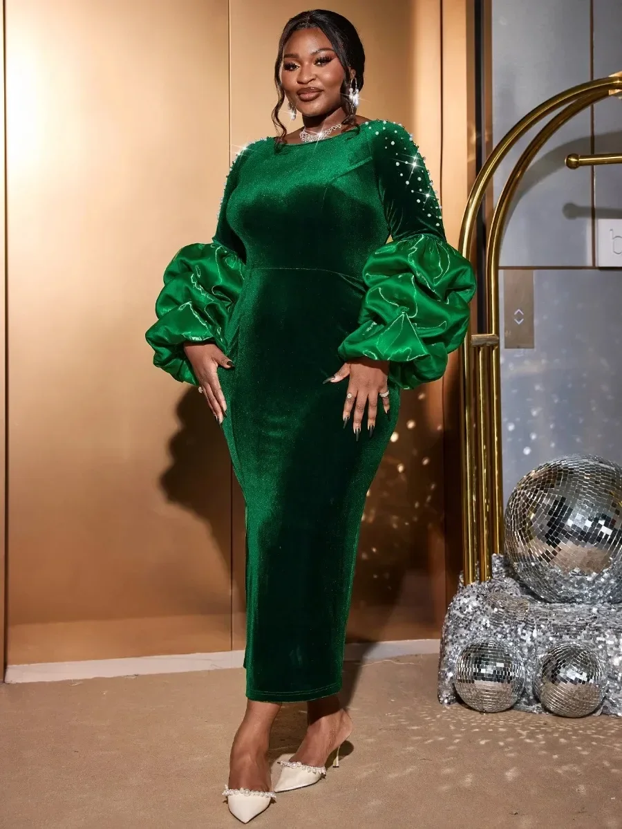 Женское винтажное бархатное платье Risbrdfly зелёное