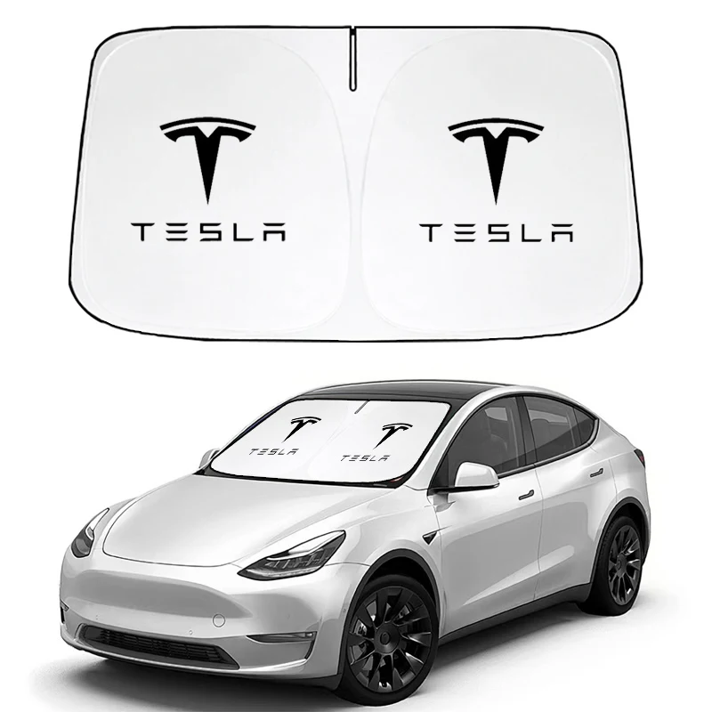 Фото Солнцезащитный козырек для лобового стекла автомобиля Tesla Model Y 3 2016-2026, Model 3 Highland 2024, складной, блокирует УФ-лучи №2