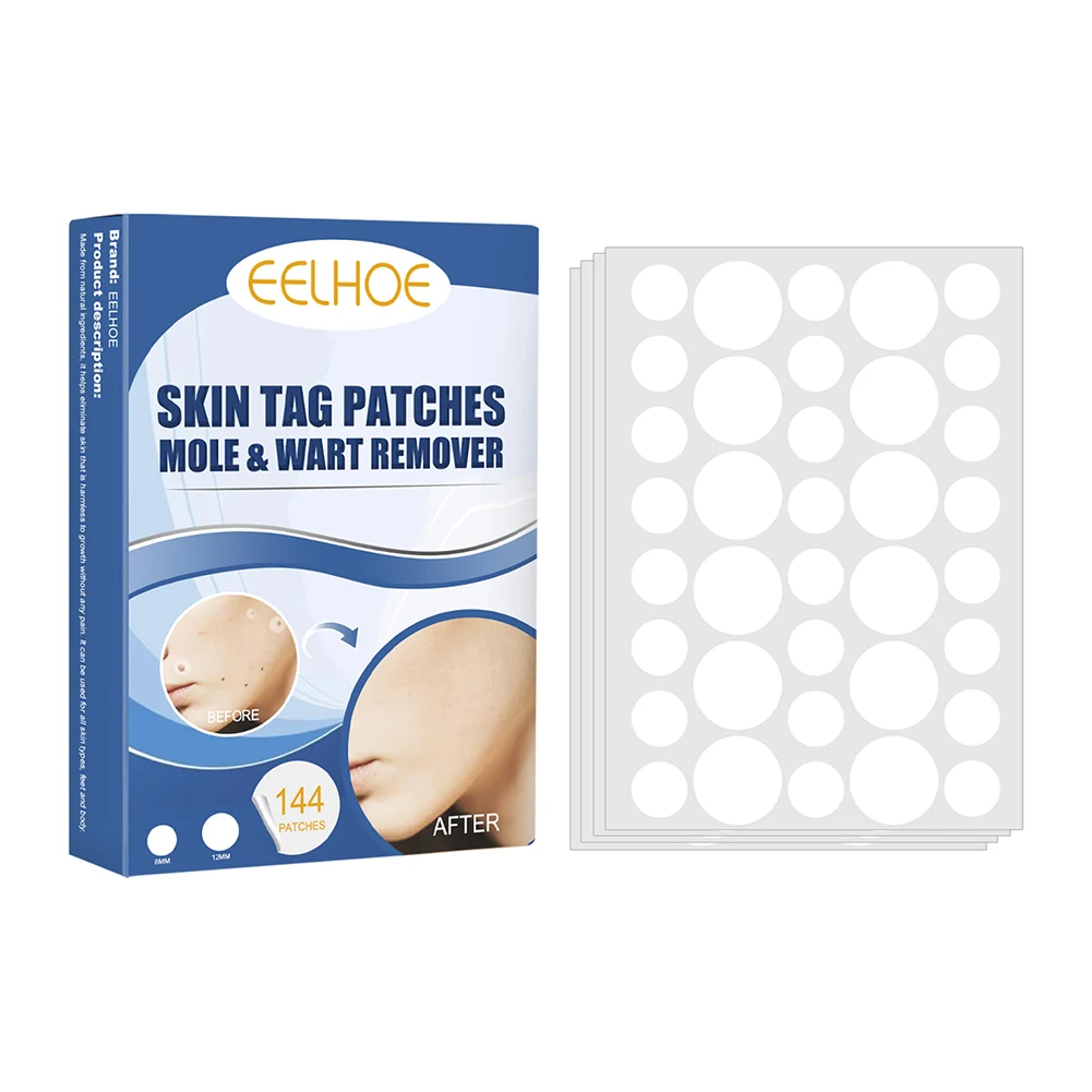 144Pcs Skin Tag Warts Treatments Set Remove Patch Warts Remover Pen Skin Care Set Label Acne Healing Antibacterial Patch