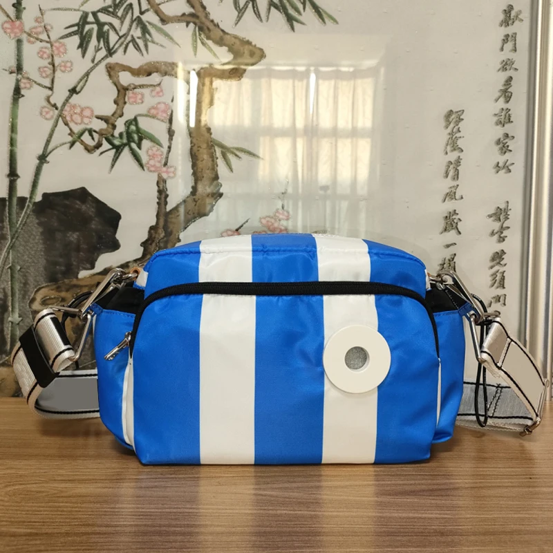 

BYL Women's Shoulder Bag High Quality Waterproof Nylon Fabric Blue and White Striped Bag New Fashion Trend Enhances Temperament