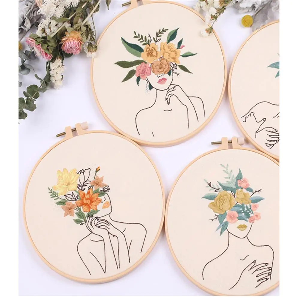 

Набор для вышивания 4 шт., водорастворимые ткани «сделай сам» с цветами, для начинающих