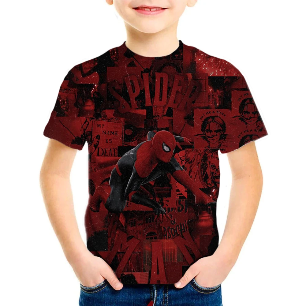 

Boys Marvel T-shirt Polyester 2022 new children's clothing boys 3-8 years old children's Spiderman T-shirt Captain America