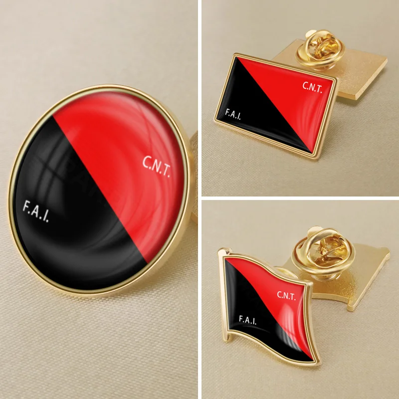 

Bandera CNT FAI Flag Brooch Badges Lapel Pins