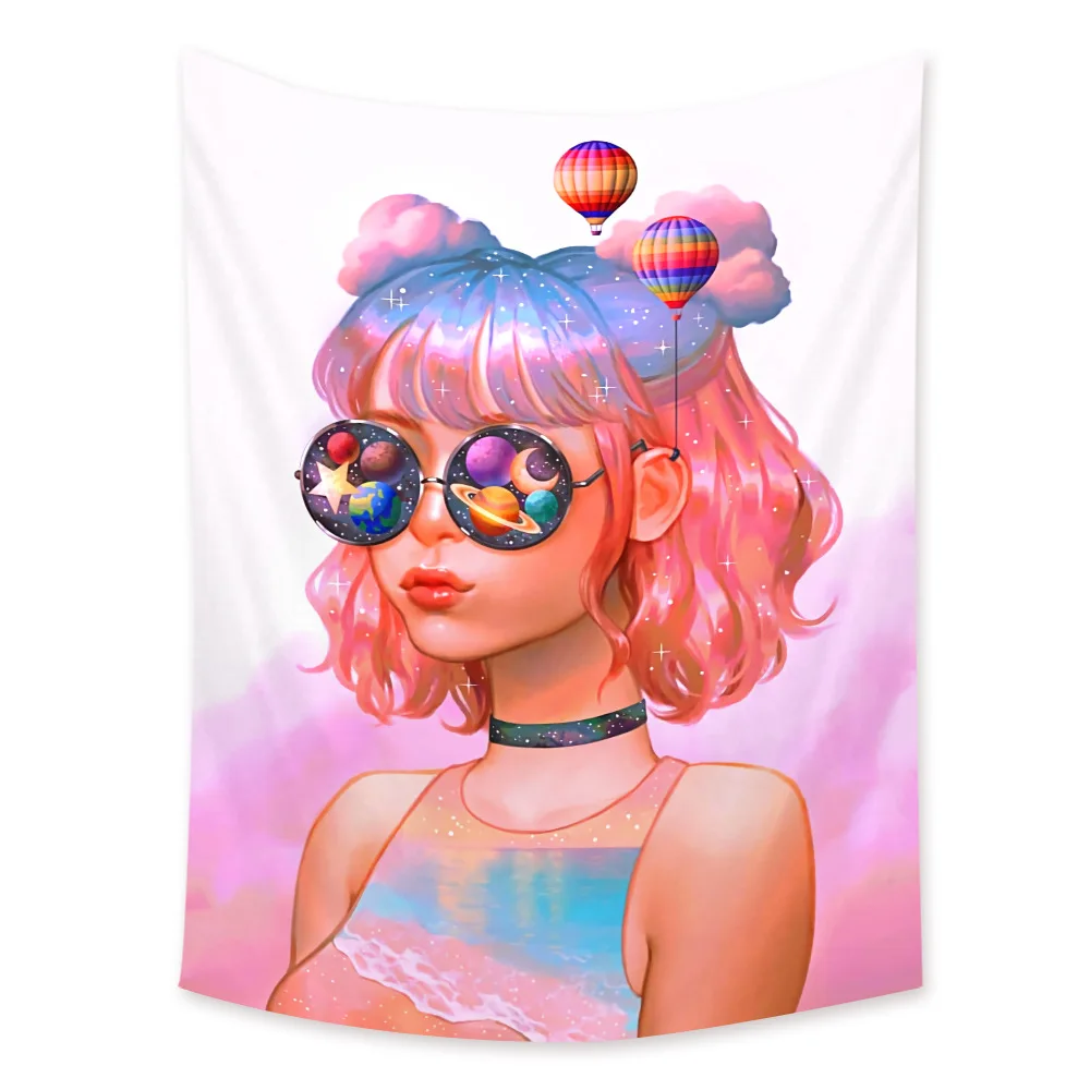 

INS Мультяшные технические Красочные Звезды настенная подвесная комната спальни гобелены искусство гобелены для девочек Kawaii студент Детская комната Декор