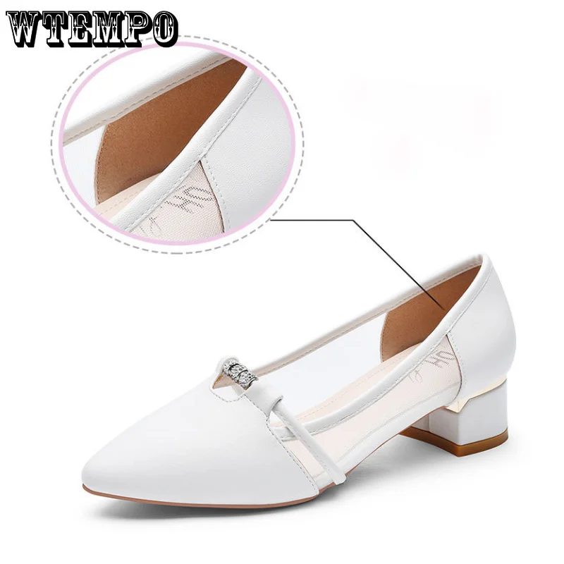 WTEMPO Women‘s High Quality Slip on Heel Pumps for Party Ladies Fake Leather Dress Shoes Girl Sandals Wholesale Dropshipping