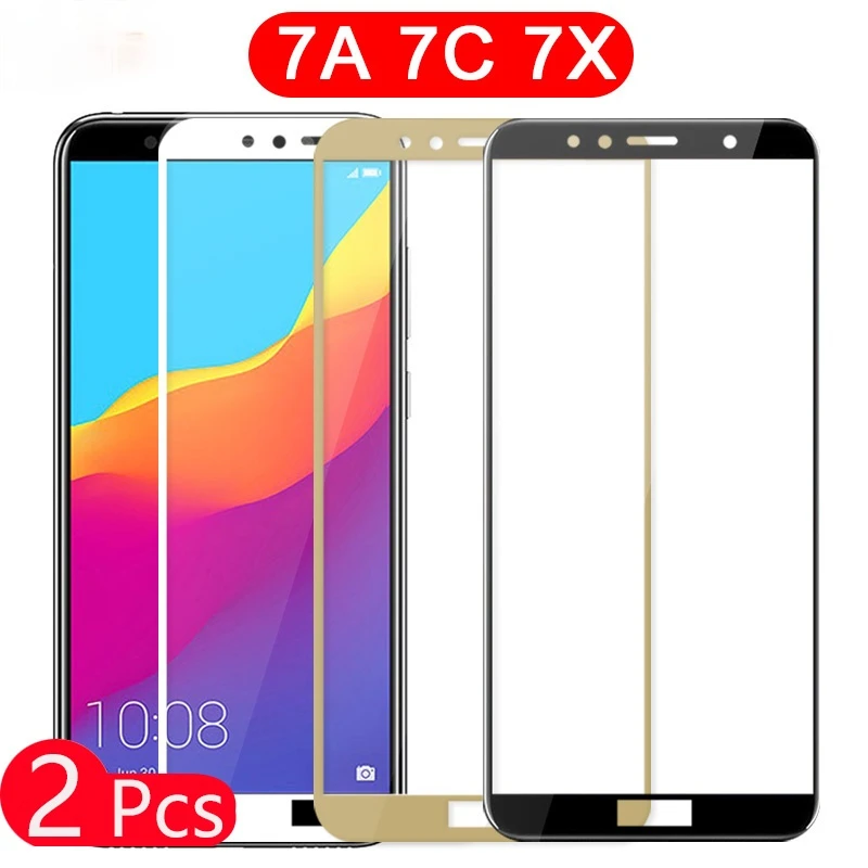 

2 Pcs Protective Glass On Honor 7a Pro Screen Protector for Huawei Honor 7c 7x Tempered Film Honor7a Honor7c Honor7x 7 A C X C7