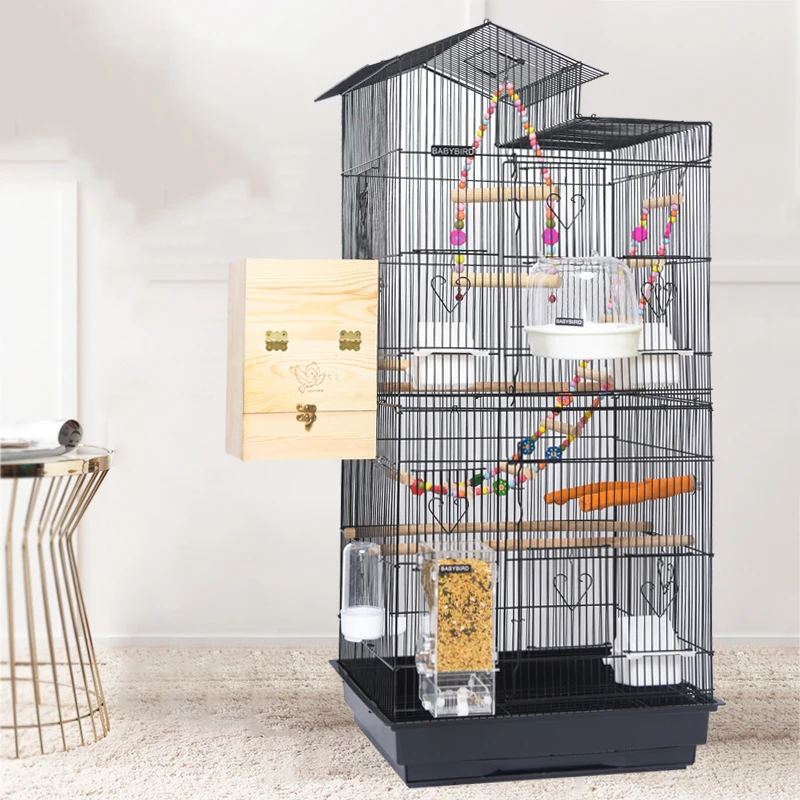 

New Large Parrot Bird Cage Play Top Pet Cockatiel Metal Macaw Cockatoo Stainless Steel Crate House Bird Supplies Use For Indoor