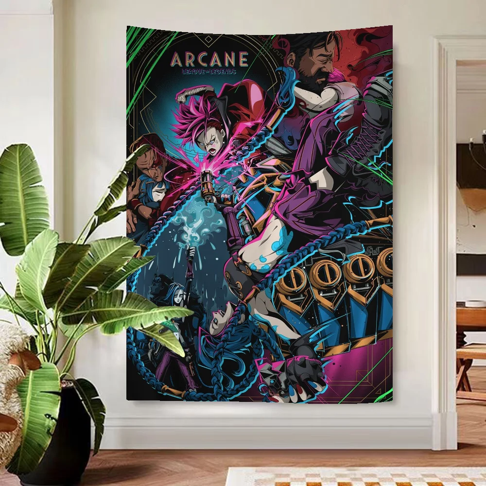 Arcane Jinx L-Lols Cartoon Tapestry For Living Room Home Dorm Decor INS