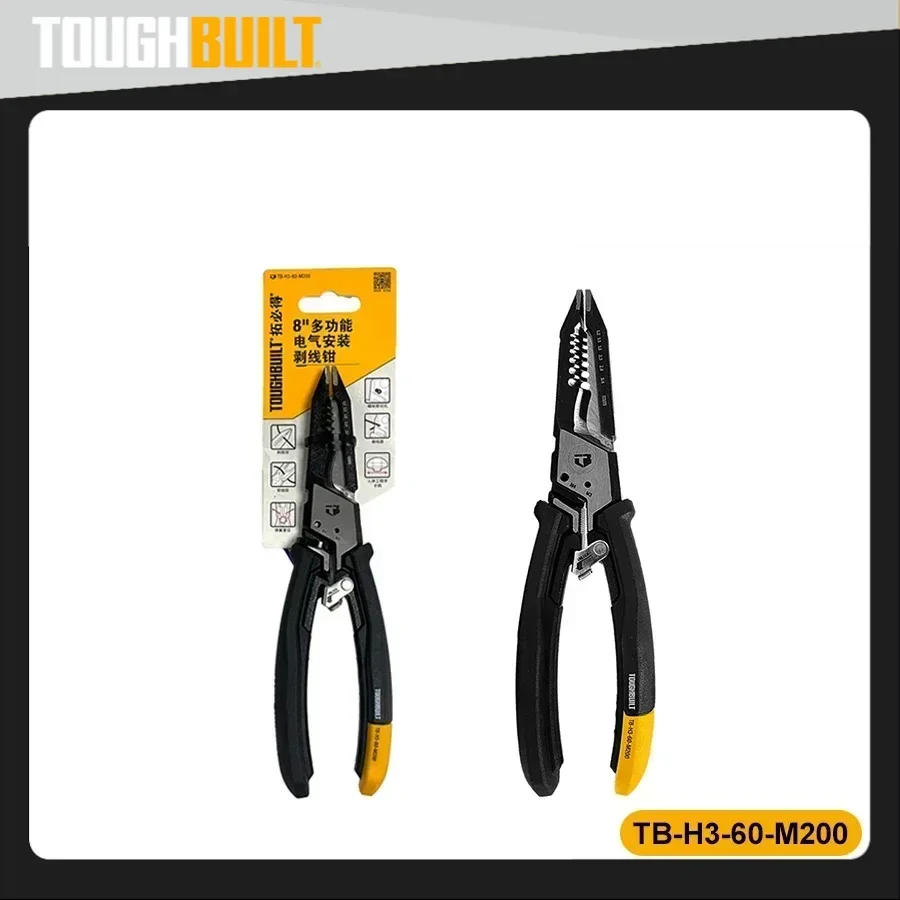 Фото Оригинальные TOUGHBUILT TB-H3-60-M200 8-дюймовые многофункциональные плоскогубцы для зачистки электромонтажа, ручные инструменты №2