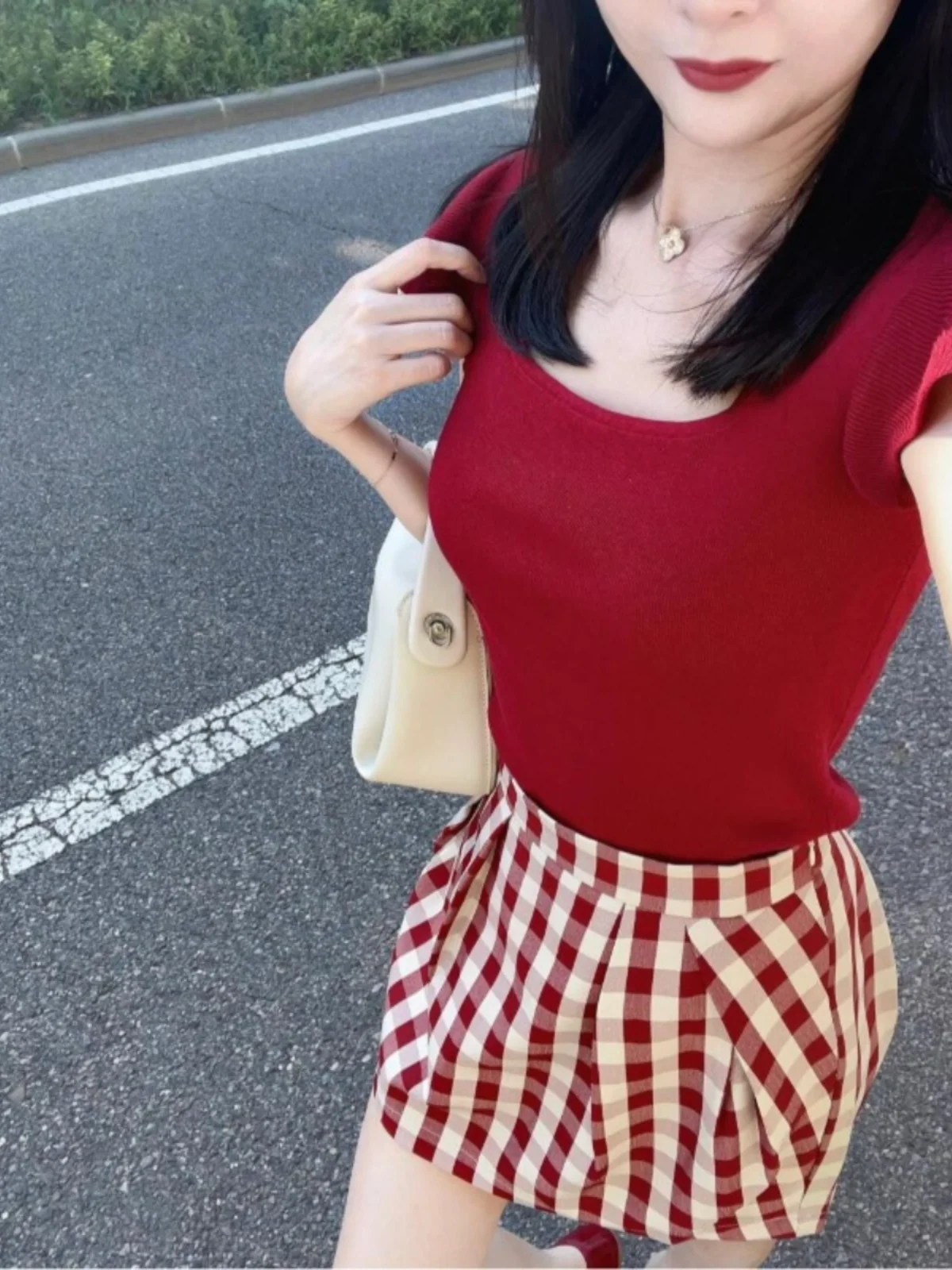 Европейские товары модный комплект в стиле вестерн допаминовый красный вязаный