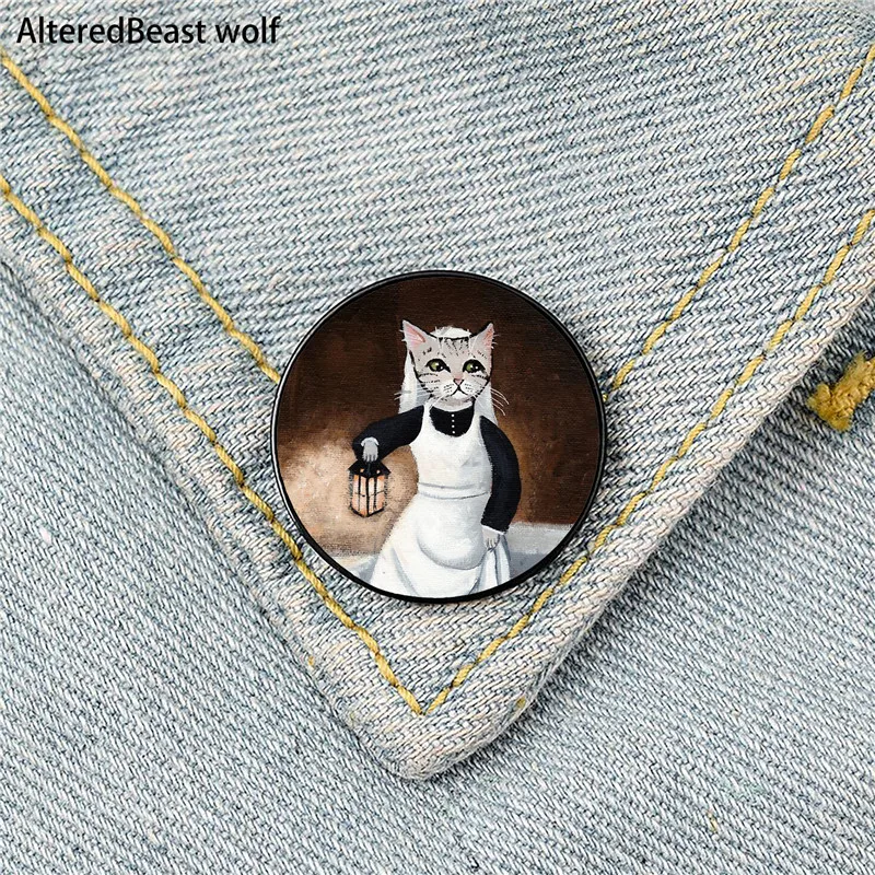 

Cat Lamp Printed Pin Custom cute Brooches Shirt Lapel teacher tote Bag backpacks Badge Cartoon gift brooches pins for women
