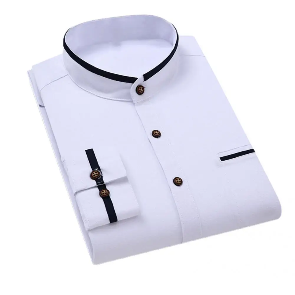 Single-breasted Trendy Casual Male Shirt Slim Fit Men Shirt Breathable for Business Trip