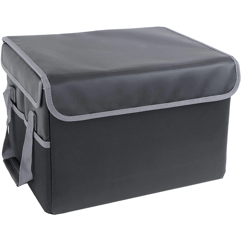 

File Storage Folder Organizer Box - Black Collapsible Portable File Box with Handle Folder Bin