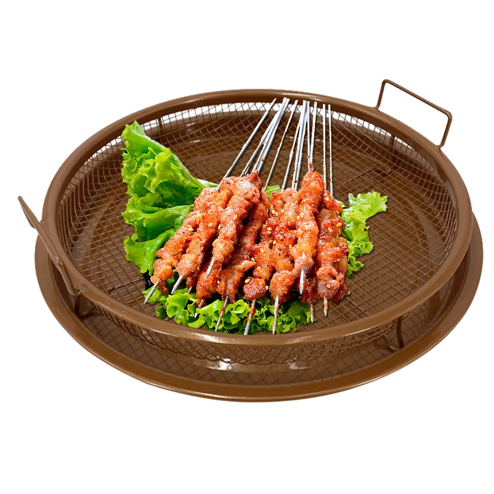 

Air Fryer Crisper Plate Round Grill Baking Sheet With Rack Non-Stick Coating Air Fryer Plate And Basket Stainless Steel
