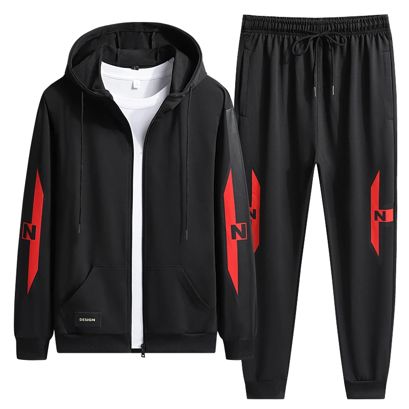 

Свитер с капюшоном, спортивный костюм большого размера, молодежная Повседневная куртка для бега, Мужская демисезонная двухкомпонентная ку...