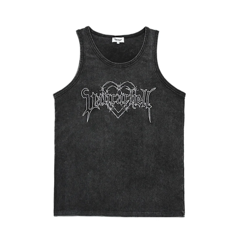 

Жилет мужской с вышивкой в виде сердечек, майка без рукавов, Повседневная рубашка в стиле хип-хоп, уличная одежда, лето 2022