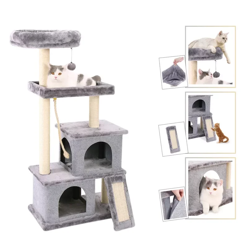2022New Cat Scratcher Tower Home Furniture Cat Tree Pets Hammock Sisal Cat Scratching Post Climbing Frame Toy Spacious Perch