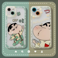 bandai cute funny crayon shin chan cases for iphone 13 12 11 pro max mini xr xs max 8 x 7 se 2022 personality cartoon back cover