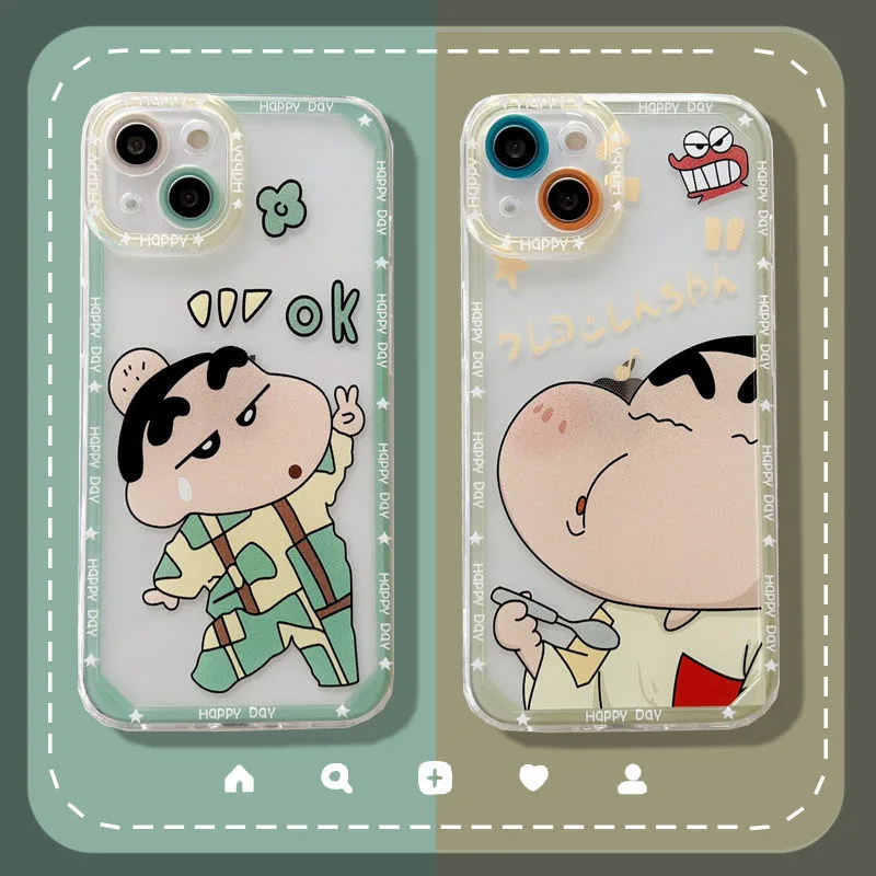 Bandai милые забавные карандаши Shin-chan чехлы для iPhone 13 12 11 Pro Max Mini XR XS MAX 8X7 SE 2022