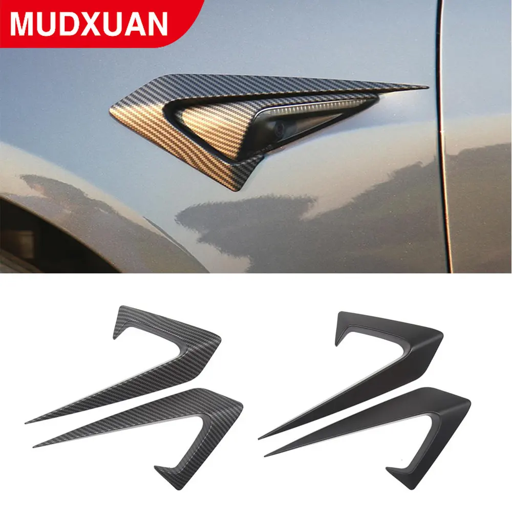 

2Pcs/Set For Tesla Model 3 2017-2020 Side Camera Protection Cover Carbon Fiber ABS Turn Signal Side Marker Cover Car Accessorie