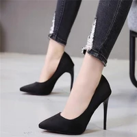 plus size 44 pumps women shoes red flock slip on shallow wedding party pointed toe high heels pump chaussures femme 2022