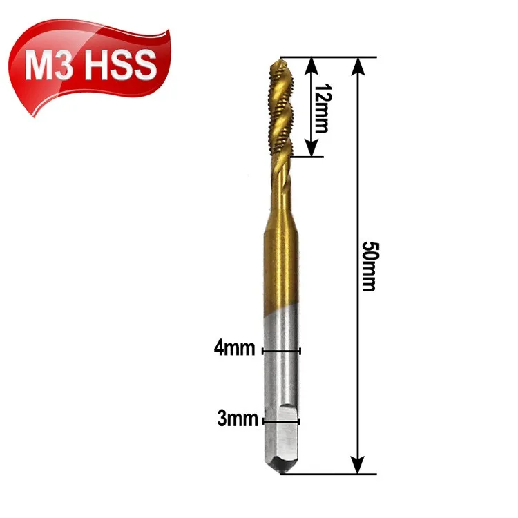 

1Pc HSS Screw Tap Metric Spiral Thread Tap Drills High Speed Steel Hand Tap Threading Tool Tap Drill Bit M3/M4/M5/M6/M8