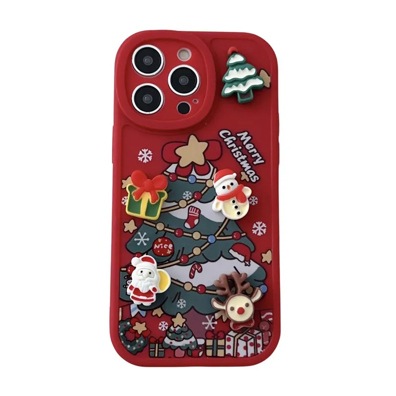 Suitable For IPhone 16Pro Plus Santa Soft Shell Phone Case Christmas Gitfs 15 14 13 12 11 Pro Max XR XS Cover
