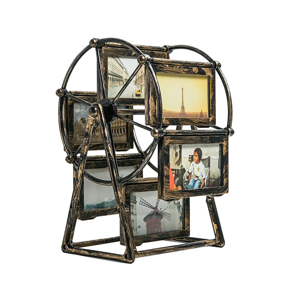 

Tabletop Family Photo Frame Vintage Ferris Wheel Rotatable Windmill Picture Frame Photo Frames Show for Home Office Photos