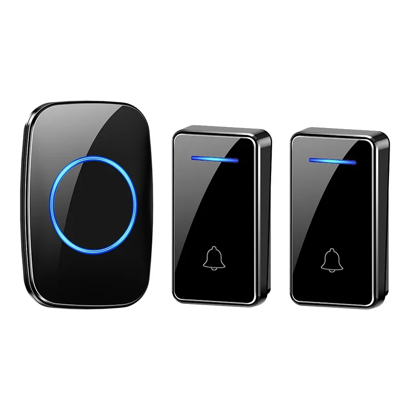 Кольцевой дверной звонок CACAZI, уличный беспроводной дверной звонок с автономным питанием, водонепроницаемый, 150 м, кнопка без батареи, датчик звонка, умный дом