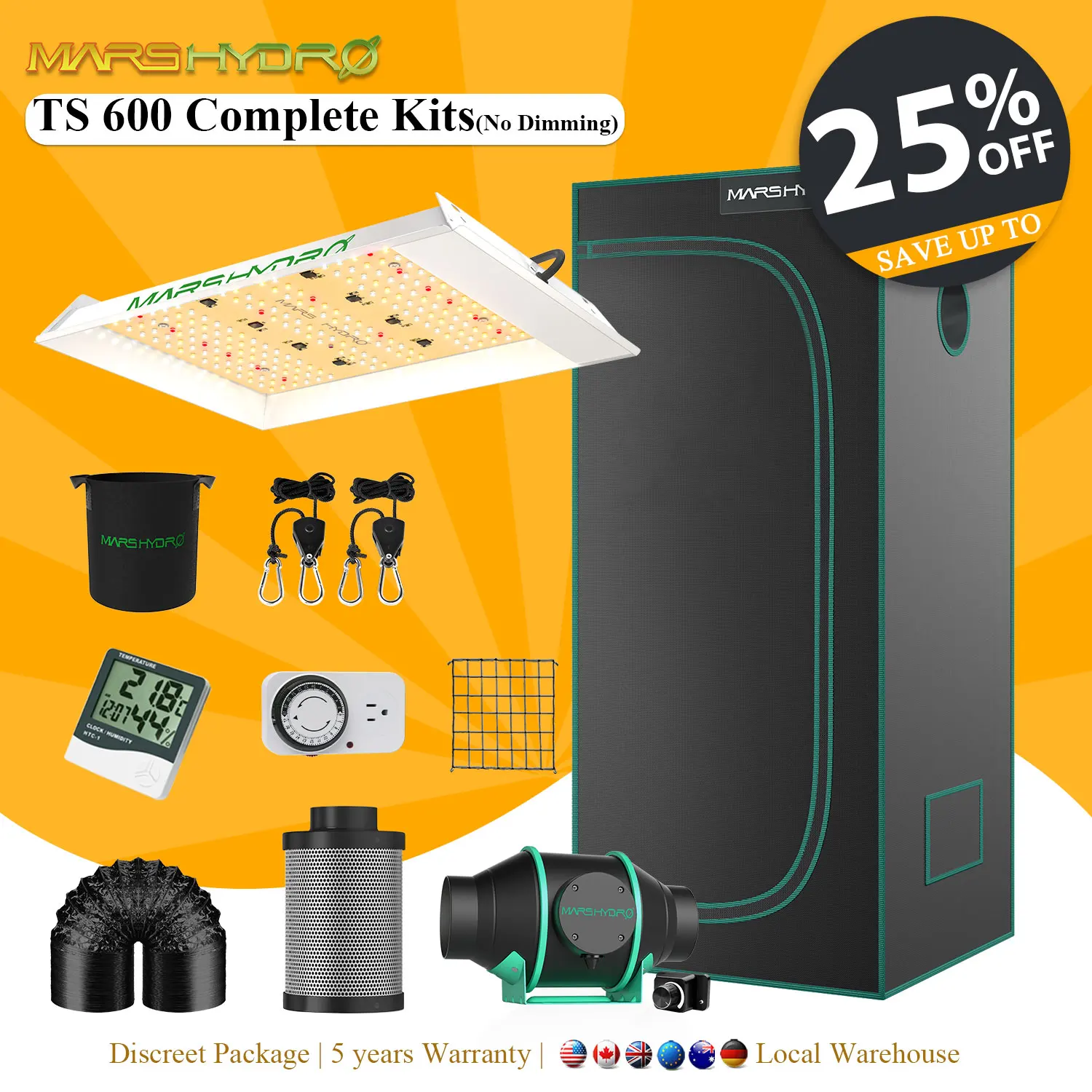 Фотоальбом Mars Hydro TS 600 дюйма полный спектр 60x60x140 см