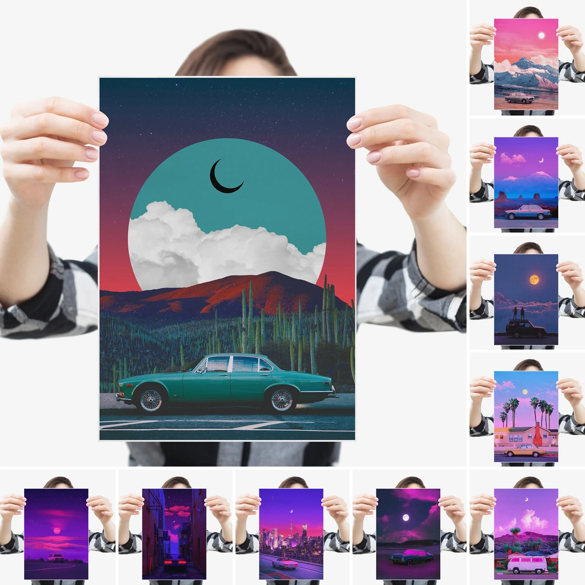 Неоновый постер для американских мышечных автомобилей Vaporwave эстетическая