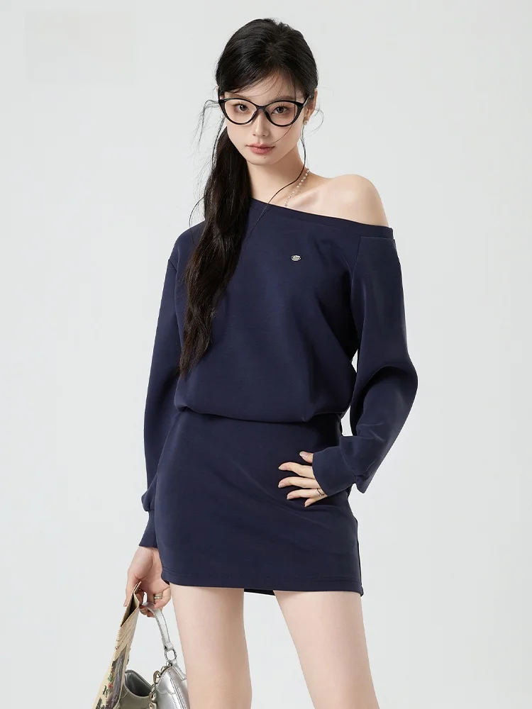 Chai 7 ленивое свободное платье женское осеннее новое дизайнерское платье-свитер с